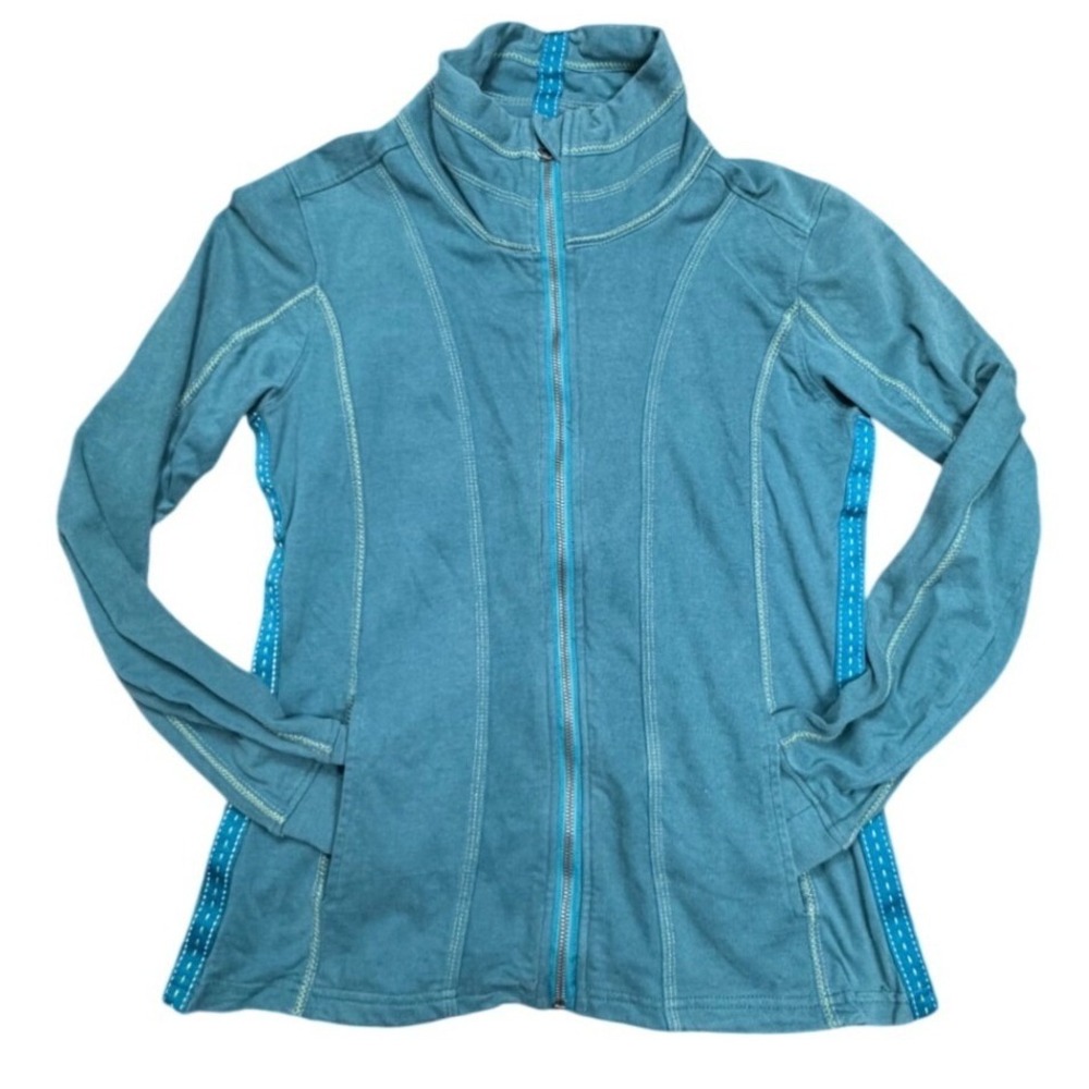Kuhl Kember Organic Peached Cotton Jacket Teal Blue Full Zip Lightweight Women M - Picture 2 of 12